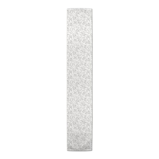 90" Soft Gray Leaves Cotton Twill Table Runner